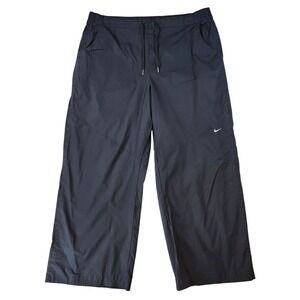 Vintage Nike Track Pants Mens XXL Black Excellent Wide Leg Drawstring Swoosh